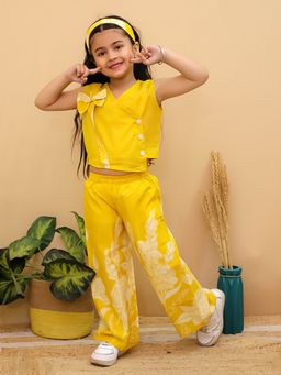AJ Dezines - Yellow Sleeveless Floral Cotton Co-Ord Set