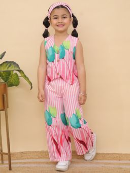 AJ Dezines - Pink Sleeveless Floral Cotton Co-Ord Set