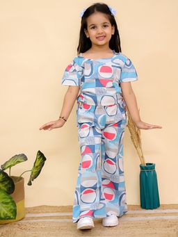 AJ Dezines - Blue Half Sleeves Abstract Cotton Co-Ord Set