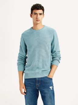 Levi's - Blue Cotton Full Sleeves Sweater