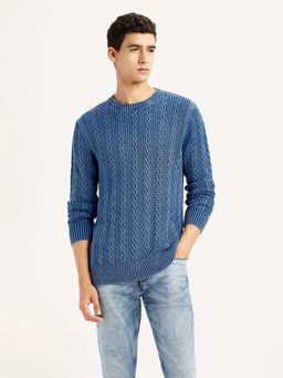 Levi's - Blue Cotton Full Sleeves Sweater