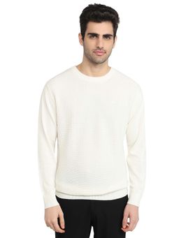 ColorPlus - White Pure Cotton Full Sleeves Sweater