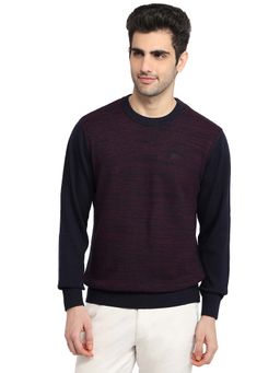 ColorPlus - Maroon Pure Cotton Full Sleeves Sweater