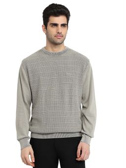 ColorPlus - Grey Pure Cotton Full Sleeves Sweater