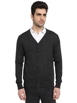 ColorPlus - Grey Wool Blend Full Sleeves Sweater