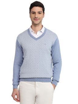ColorPlus - Blue Acrylic Blend Full Sleeves Sweater