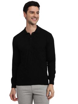 ColorPlus - Black Wool Blend Full Sleeves Sweater