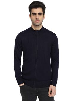 ColorPlus - Blue Acrylic Blend Full Sleeves Cardigan