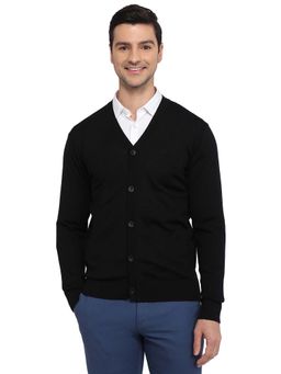 ColorPlus - Black Wool Blend Full Sleeves Cardigan