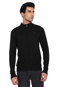 ColorPlus - Black Acrylic Blend Full Sleeves Cardigan