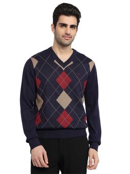 ColorPlus - Blue Acrylic Blend Full Sleeves Sweater