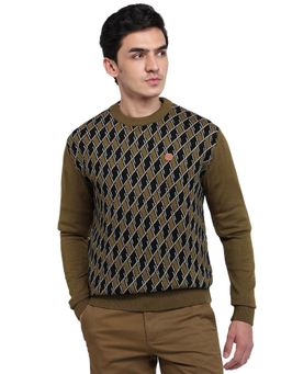 ColorPlus - Green Acrylic Blend Full Sleeves Sweater