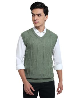 ColorPlus - Green Wool Blend Sleeveless Sweater