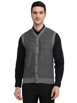 ColorPlus - Grey Wool Blend Sleeveless Cardigan