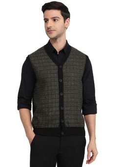 ColorPlus - Green Wool Blend Sleeveless Cardigan