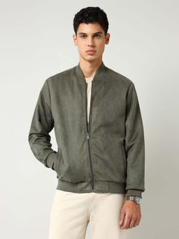 AD By Arvind - Green Terry Rayon Blend Full Sleeves Jacket