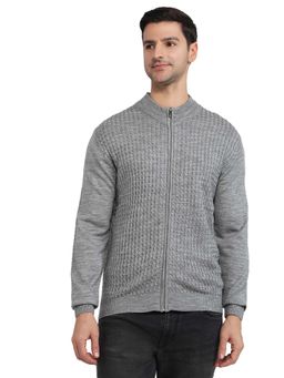 Park Avenue - Grey Wool Blend Full Sleeves Cardigan