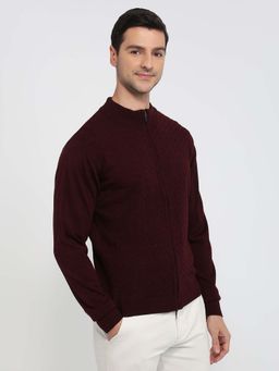 Park Avenue - Maroon Acrylic Blend Full Sleeves Cardigan