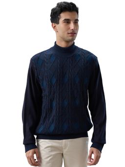 Raymond - Blue Wool Blend Full Sleeves Sweater