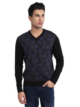 Raymond - Black Wool Blend Full Sleeves Sweater