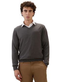 Raymond - Grey Wool Blend Full Sleeves Sweater