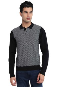 Raymond - Black Wool Blend Full Sleeves Sweater