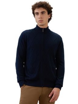 Raymond - Blue Acrylic Blend Full Sleeves Cardigan
