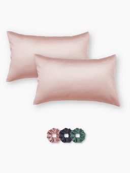 SEEVO - Peach Satin Pillow Covers - 17 x 27 Inches (Set of 2) (Free Size)