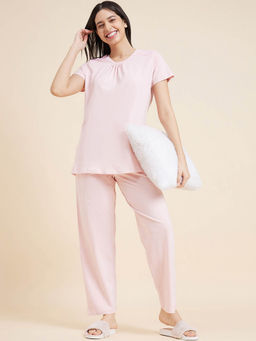 Sweet Dreams - Women Solid Pyjama with Top (Set of 2)
