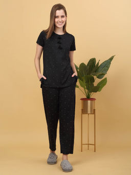 Sweet Dreams - Women Polka Printed Pyjama with T-Shirt (Set of 2)