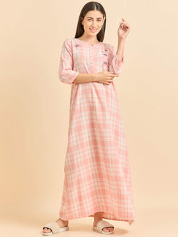 Sweet Dreams - Women Checks Night Dress