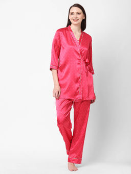 Sweet Dreams - Women Robe Printed Inner with Pyjama (Set of 3)
