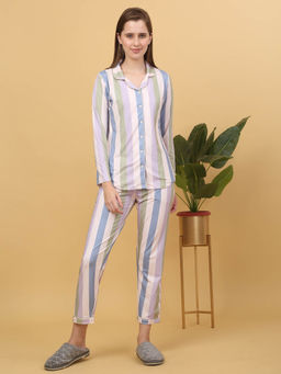 Sweet Dreams - Women Stripes Pyjama with Shirt (Set of 2)