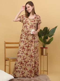 Sweet Dreams - Women Printed Full Length Night Dress