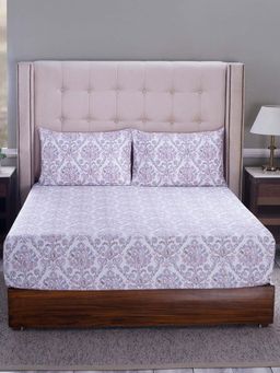 Maspar - Vintage PBS Nomad Sculpt Cornelian 400 TC Cotton Purple King Bed Sheet, 2 Pillow Covers