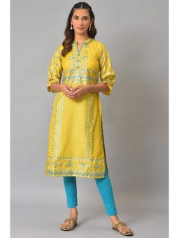 Aurelia - Yellow Floral Printed Sequined Ethnic Kurta