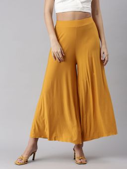 SHOWOFFFF - Womens Loose Fit Mustard Solid Parallel Palazzo