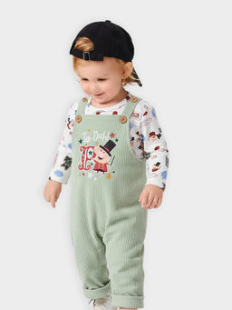 Mi Arcus - Unisex Green Peppa Pig Print Dungaree With White T-Shirt