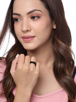 Yellow Chimes - Roman Numbers engraved 316L Stainless Steel Black Ring