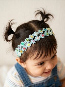 Choko - Kids Pearl Flower Detailing Headband-Light Blue
