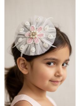 Choko - Kids Off White Pink Lace Alligator Hair Clip