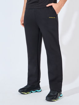 Styli - Men Black Relaxed Fit Open Hem Scuba Trackpant