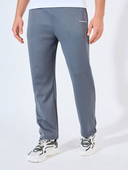 Styli - Men Grey Relaxed Fit Open Hem Scuba Trackpant
