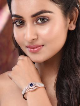 Saraf RS Jewellery - Rose Gold Plated Blue Ad Handcrafted Bangle Style Bracelet