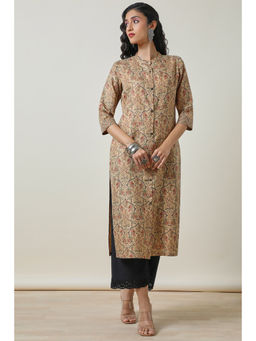 Soch - Womens Beige Ethnic Motifs Rayon Kurta