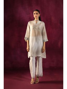 Twenty Nine - Mirror Work Solid Tissue Kurta and Pant (Set of 2)