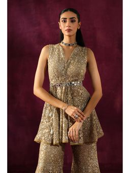 Twenty Nine - Mirror Work Back Slit Peplum Tunic with Mirror Work Belt (Set of 2)