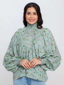 Zink London - Women's Green Printed Top