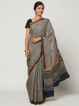 Fabindia - Silk Tussar Block Printed Sari