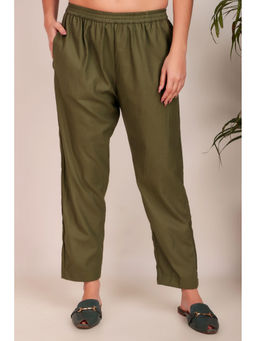Zuri - Olive Women Comfort Fit Premium Cotton Pant
